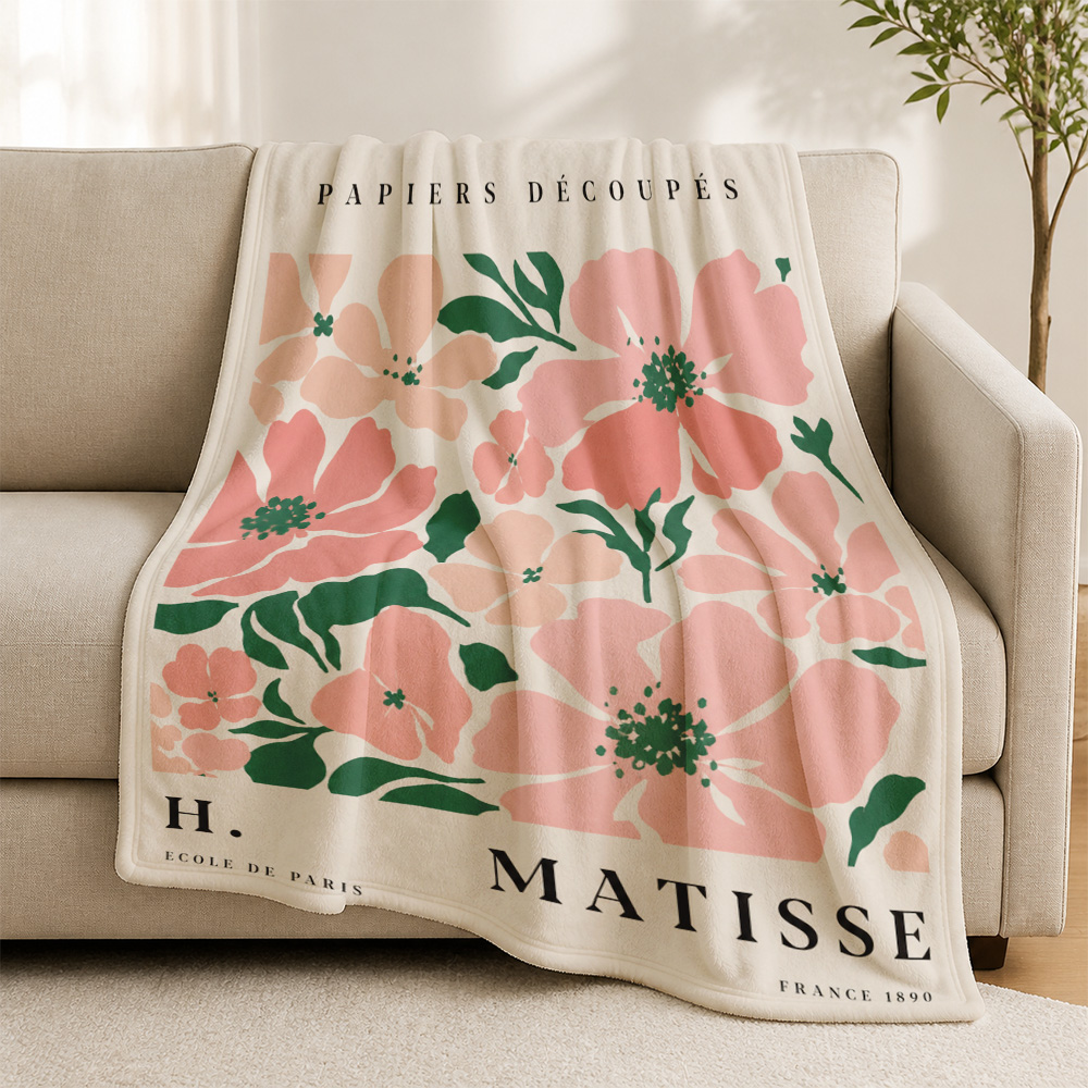Travel Accessories Gift Ideas - بطانية مطبوعة بنقشة زهور باريسية بوهيمية