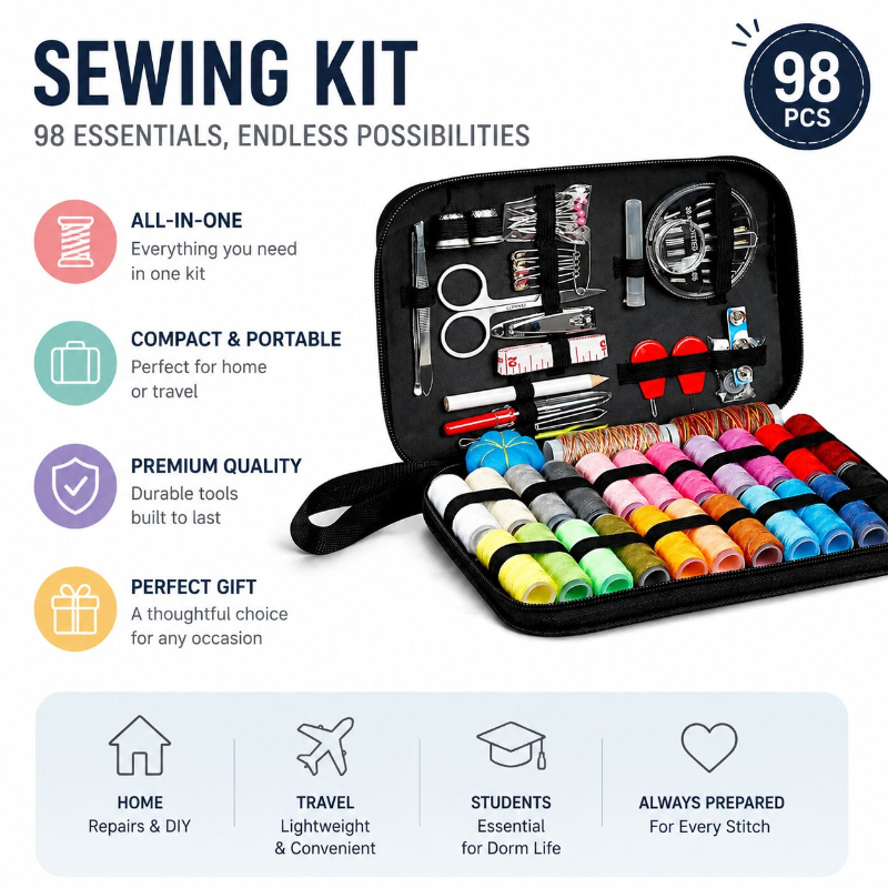 مجموعة أدوات الخياطة 68/98 قطع - مراجعة Travel Accessories Useful وسعره